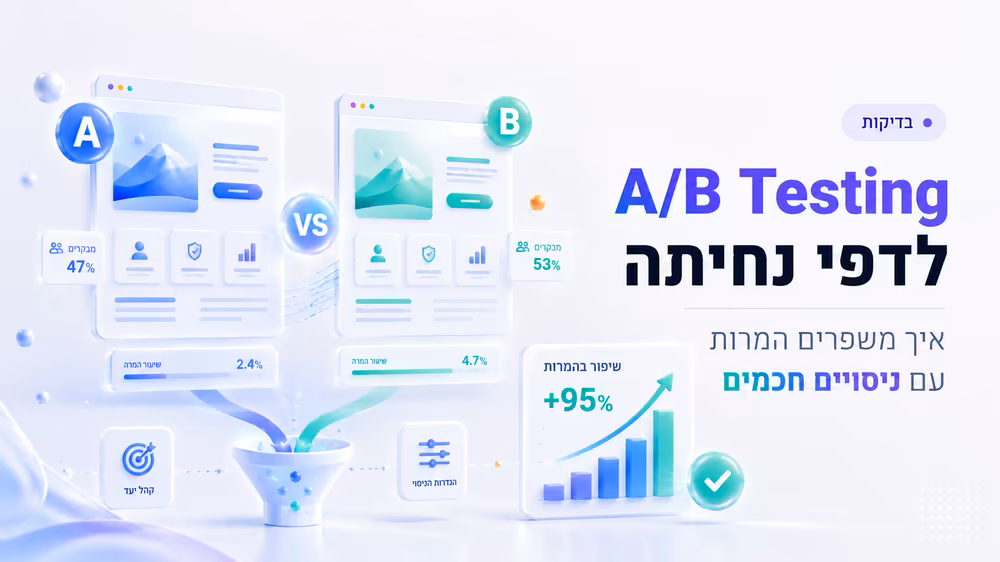 בדיקת A/B בדף נחיתה — השוואה בין 2 גרסאות לזיהוי הגרסה הממירה